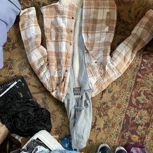 Tan Sherpa Flannel with hood